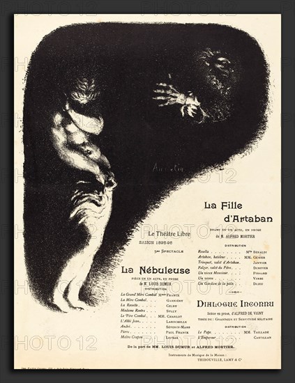 Louis Anquetin (French, 1861 - 1932), La Fille d'Artaban; La Nébuleuse; Dialogue inconnu, 1896, lithograph in black on wove paper