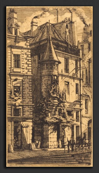 Charles Meryon (French, 1821 - 1868), Tourelle de la Rue de la Tixéranderie, Paris (House with a Turret, Weavers' Street, Paris), 1852, etching