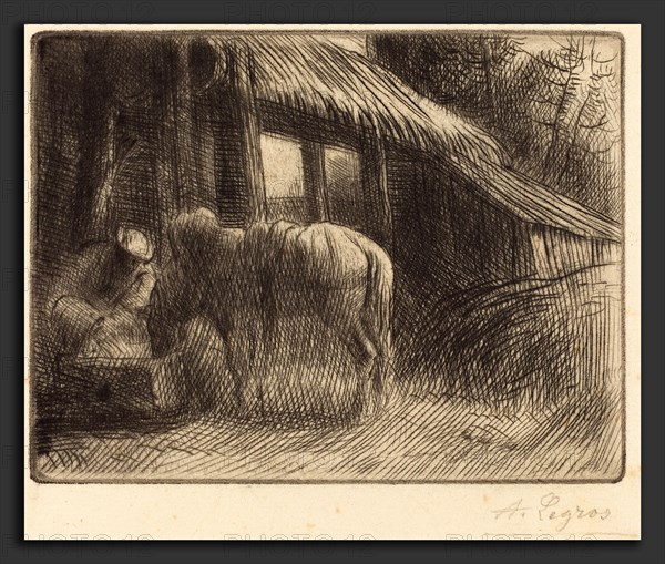 Alphonse Legros, Drinking Trough, 2nd plate (L'abreuvoir), French, 1837 - 1911, drypoint