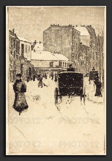 Norbert Goeneutte (French, 1854 - 1894), Boulevard Clichy in the Snow (Le boulevard Clichy par un temps de neige), 1876, etching and drypoint