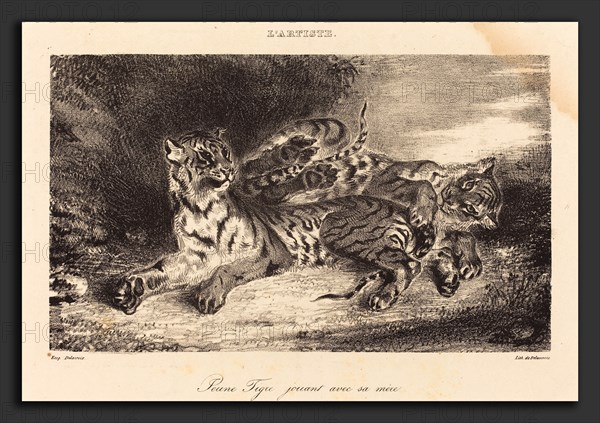 EugÃ¨ne Delacroix (French, 1798 - 1863), Young Tiger Playing with its Mother (Jeune tigre jouant avec sa mÃ¨re), 1831, lithograph