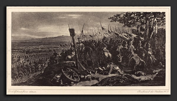 Nicolas-Toussaint Charlet (French, 1792 - 1845), Battle Scene, lithograph on India paper