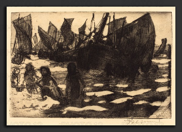 Albert Besnard (French, 1849 - 1934), Small Fishing Boats of Berck (Petites PÃªcheuses de Berck), 1897, etching on laid paper