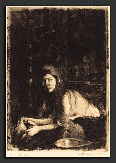 Albert Besnard (French, 1849 - 1934), Woman with a Vase (La femme au vase), 1894, etching and aquatint on laid paper