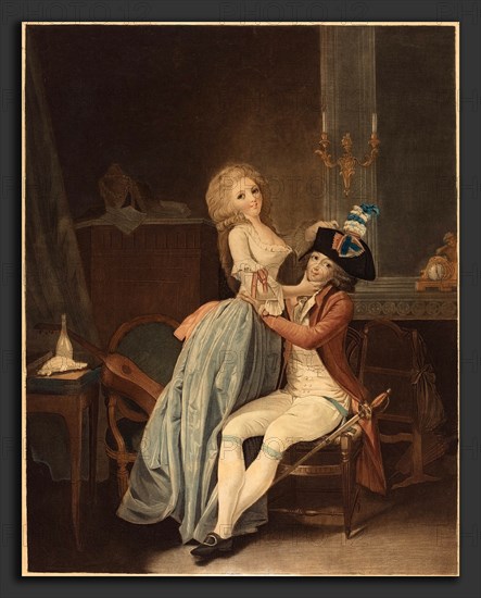 Auguste-Claude-Simon Legrand after Louis-Léopold Boilly (French, 1765 - 1815 or after), Le cocarde nationale, color aquatint and etching