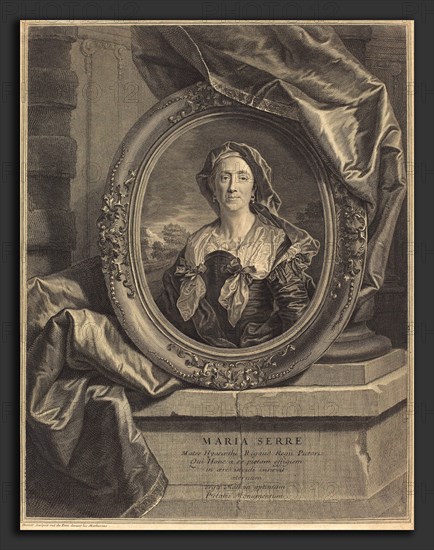 Pierre Drevet after Hyacinthe Rigaud (French, 1663 - 1738), Maria Serre, Mater Hyacinth Rigaud, 1703, etching and engraving