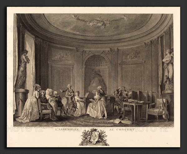 Francois-Nicolas-Barthelemy Dequevauviller after Nicolas Lavreince (French, 1745 - c. 1807), L'assemblee au concert, 1784, etching and engraving