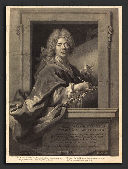FranÃ§ois Chereau I after Nicolas de Largillierre (French, 1680 - 1729), Nicolas de Largilliere, 1715, engraving