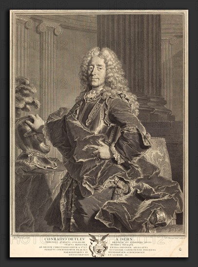 FranÃ§ois Chereau I after Hyacinthe Rigaud (French, 1680 - 1729), Conradus Detleu von Dehn, engraving