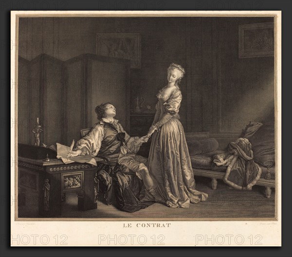 Maurice Blot after Jean-Honoré Fragonard (French, 1753 - 1818), Le Contrat, engraving