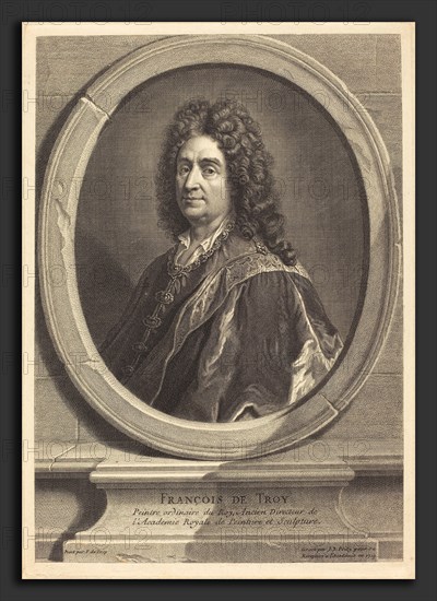 Jean-Baptiste de Poilly after Francois de Troy (French, 1669 - 1728), Francois de Troy, 1714, engraving over etching on laid paper