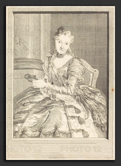 Pierre Louis de Surugue after Charles-Antoine Coypel (French, 1710 or 1716 - 1772), Mme. de M  en habit de bal, 1746, etching