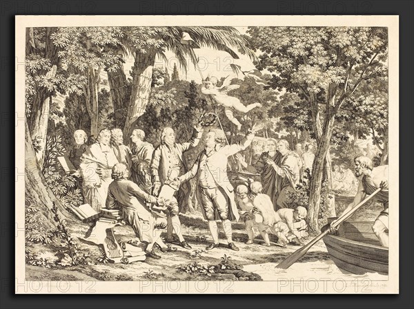 Louis-Joseph Masquelier after Jean-Michel Moreau (French, 1741 - 1811), Mirabeau arrive aux Champs-Ãâlisées, 1792, etching