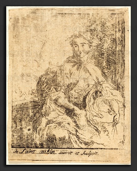Gabriel Jacques de Saint-Aubin (French, 1724 - 1780), Young Woman on the Terrace (La jeune femme a la terrasse), etching