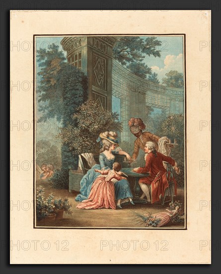 Louis-Marin Bonnet after Pierre-Antoine Baudouin (French, 1736 - 1793), Le Gouter, color stipple