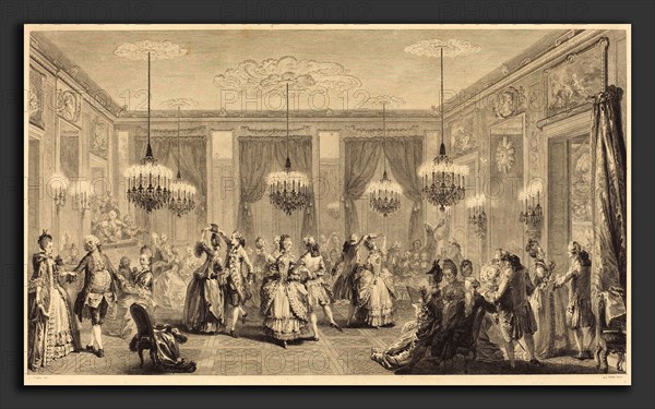 Antoine-Jean Duclos after Augustin de Saint-Aubin (French, 1742 - 1795), Le bal paré, 1774, etching and engraving