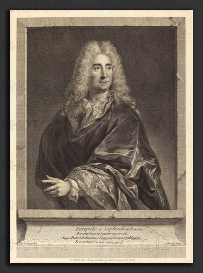 Jean Daullé after Francois de Troy (French, 1703 - 1763), Michel Baron, 1732, engraving on laid paper