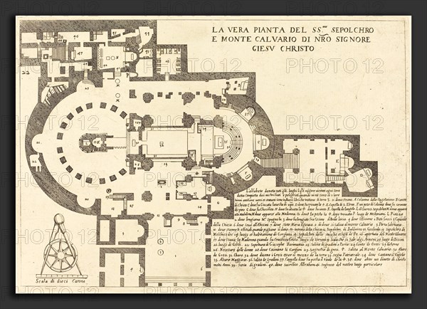 Jacques Callot (French, 1592 - 1635), Plan of the Holy Sepulchre and Mount Calvary, 1619, etching and engraving on laid paper [restrike]