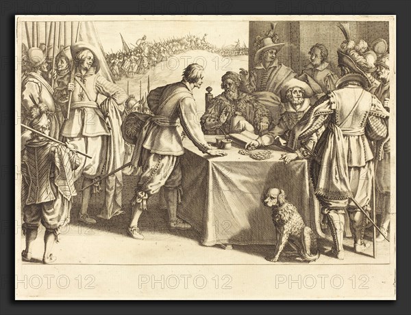 Jacques Callot (French, 1592 - 1635), The Hiring of the Troops, c. 1614, engraving on laid paper [restrike]