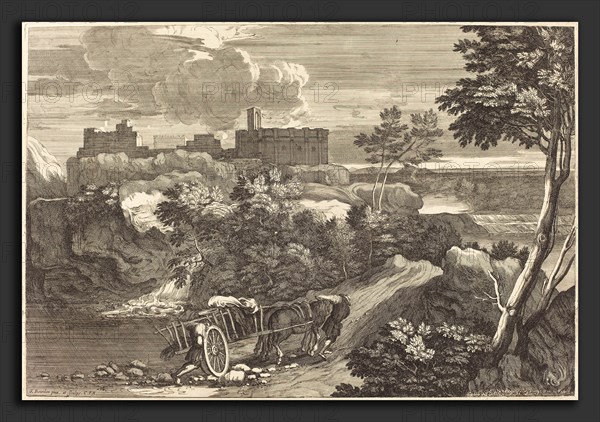 Sébastien Bourdon (French, 1616 - 1671), Landscape with Wagon, engraving