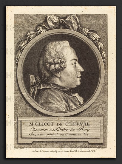 Pierre Etienne Moitte after Charles-Nicolas Cochin II (French, 1722 - 1780), M. Clicot de Clerval, engraving over etching on laid paper