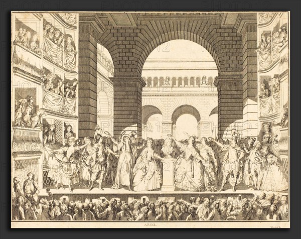 Charles-Etienne Gaucher after Jean-Michel Moreau (French, 1741 - 1804), Couronnement de Voltaire (The Crowning of Voltaire), 1782, etching