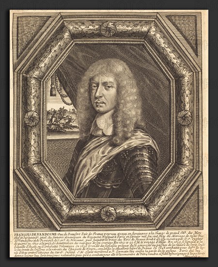 Balthasar Moncornet (French, c. 1600 - 1668), FranÃ§ois de VendÃ´me, Duke of Beaufort, engraving on laid paper