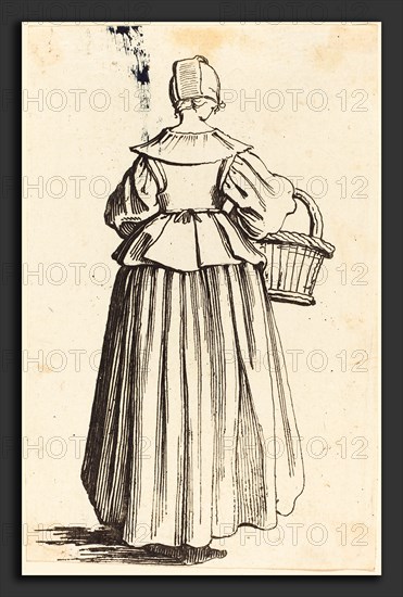 Israel Henriet after Jacques Callot (French, c. 1590 - 1661), Peasant Woman with Basket, Seen from Behind, etching