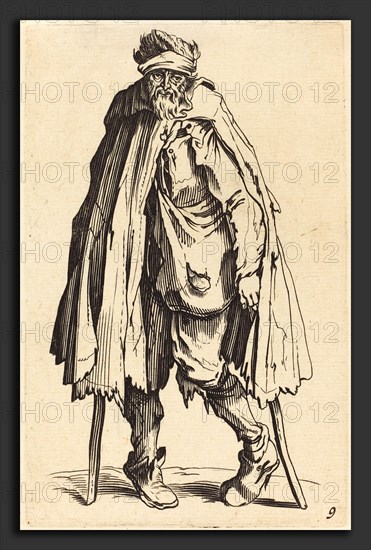 after Jacques Callot, Beggar with Crutches and Sack, etching