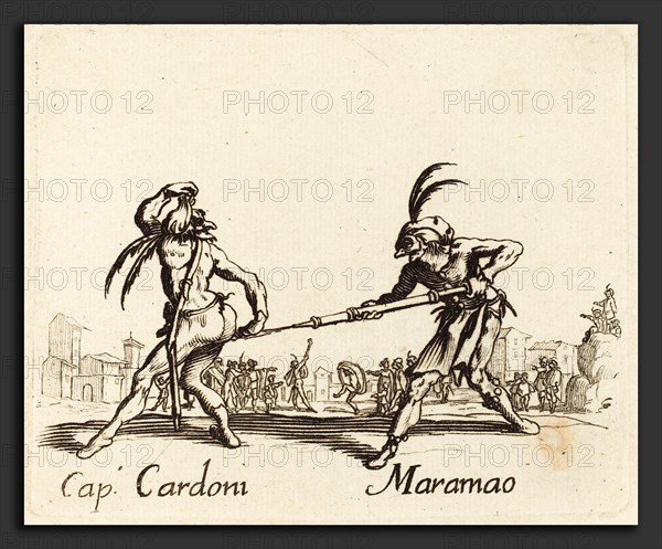 after Jacques Callot, Cap. Cardoni and Maramao, etching