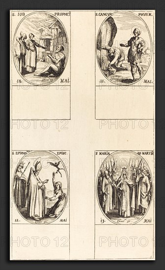 Jacques Callot (French, 1592 - 1635), St. Job, Prophet; St. Gangulphus; St. Epiphanius; St. Mary of Martyrs, etching