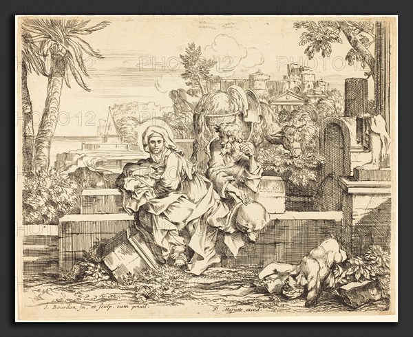 Sébastien Bourdon (French, 1616 - 1671), Rest on the Flight into Egypt, c. 1650, etching on laid paper