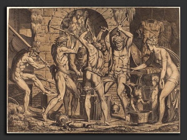 Léon Davent (French (?), active 1540-1556), Venus at Vulcan's Forge, etching