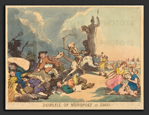 Thomas Rowlandson (British, 1756 - 1827), Downfall of Monopoly in 1800, published 1800, hand-colored etching