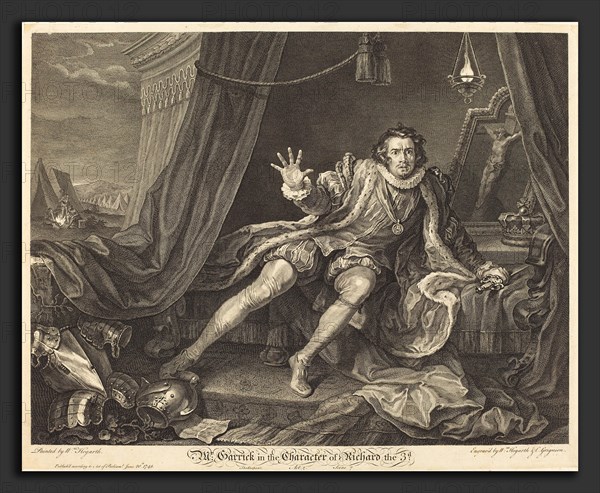 William Hogarth and Charles Grignion (British, 1717 - 1810), Garrick in the Role of Richard III, 1746, etching and engraving