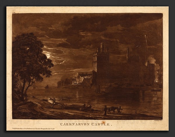 Paul Sandby (British, 1731 - 1809), Caernarvon Castle, 1776, etching and aquatint in brown on laid paper