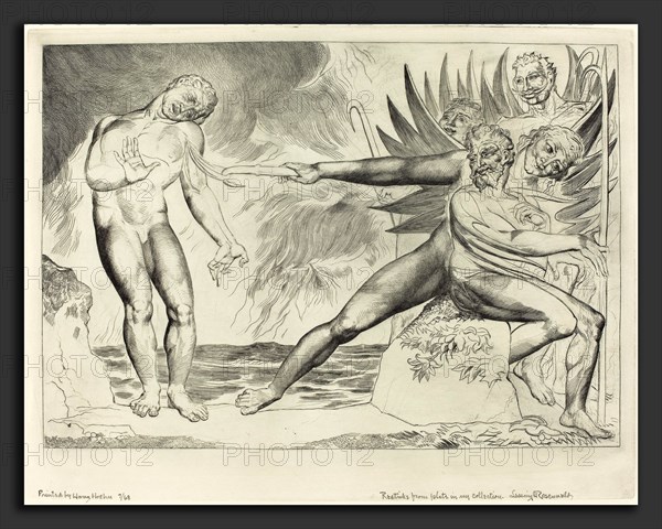 William Blake (British, 1757 - 1827), The Circle of the Corrupt Officials; The Devils Tormenting Ciampolo, 1827