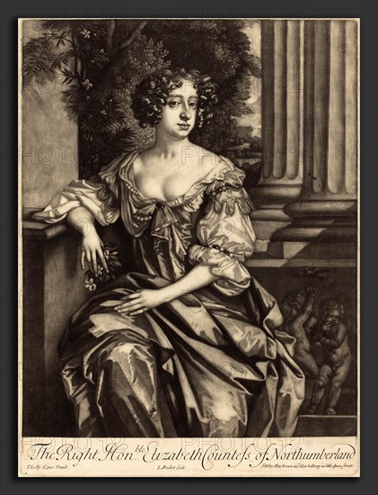 Isaak Beckett after Sir Peter Lely (English, 1653 - 1715 or 1719), The Right Honorable Elizabeth Countess of Northumberland, c.1695, mezzotint on laid paper