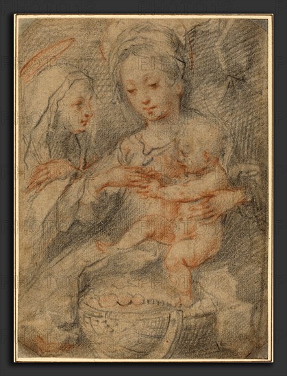 Attributed to Francesco Vanni (Italian, 1563 - 1610), The Marriage of Saint Catherine, red and black chalk on laid paper