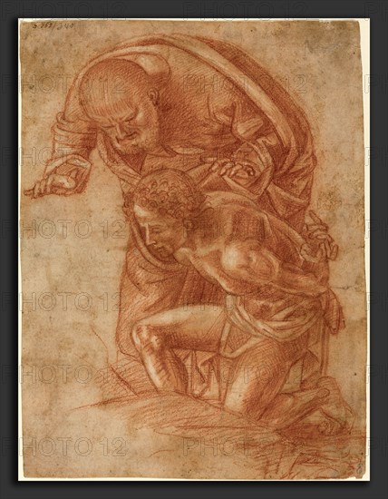 Workshop of Luca Signorelli, The Sacrifice of Isaac, c. 1500, red chalk with white heightening on laid paper