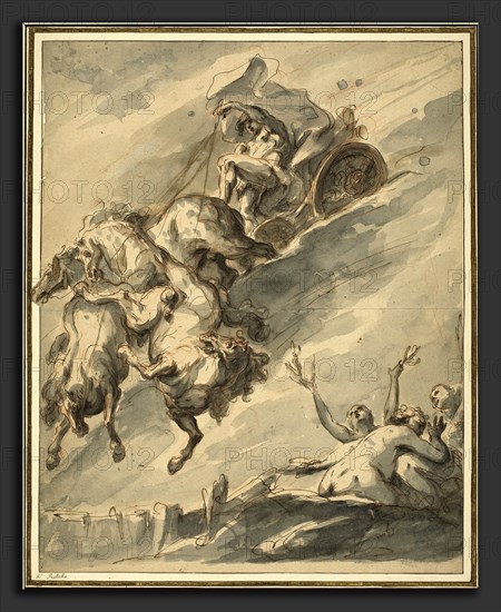 Gaspare Diziani (Italian, 1689 - 1767), The Fall of Phaeton, 1745-1750, pen and brown ink over red chalk with brown and gray wash on laid paper
