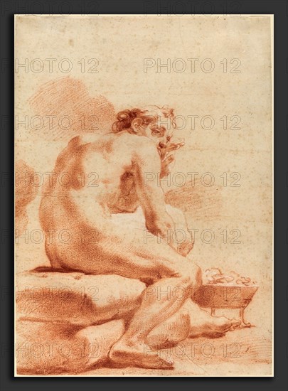 Gaetano Gandolfi (Italian, 1734 - 1802), A Young Man Warming Himself at a Brazier, red chalk heightened with white on laid paper