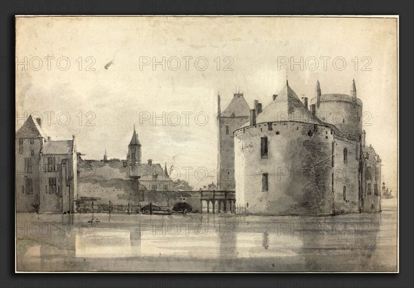 Roelant Roghman (Dutch, 1627 - 1692), Culemborg Castle, 1647, black chalk with gray wash over graphite on laid paper