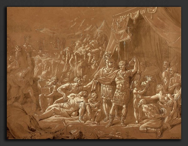 Conrad Metz (German, 1755 - 1827), A Scene from the Life of Trajan, 1817, pen and brown ink with brown wash over black chalk, heightened with white on laid paper