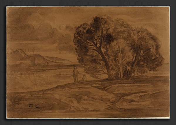 Alexandre-Gabriel Decamps (French, 1803 - 1860), Oriental Landscape, c. 1845, charcoal counterproof on brown laid paper