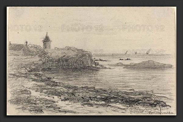 EugÃ¨ne Boudin (French, 1824 - 1898), The Coast at Concarneau, graphite on wove paper