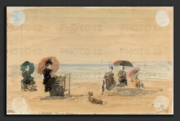 EugÃ¨ne Boudin (French, 1824 - 1898), Sun-Shades, Trouville, 1869, watercolor and graphite