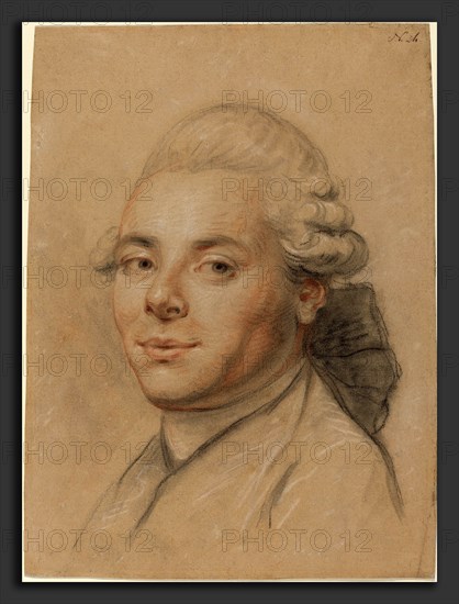 Joseph Ducreux (French, 1735 - 1802), Head of a Gentleman [recto], 1770-1780, red, black, and white chalks with stumping on brown paper