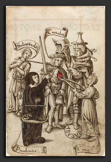 French early 16th century, "Do Not Eat Your Heart out", c. 1512-1515, pen and brown ink with watercolor on laid paper