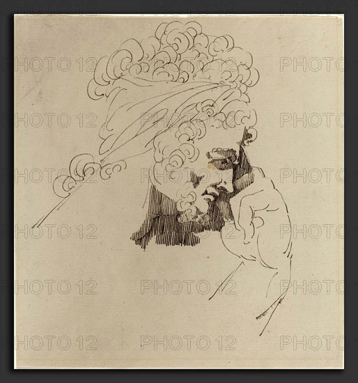 Master of the Giants (British, active 1779), Head of a Man, c. 1779, pen and brown ink on brown wove paper